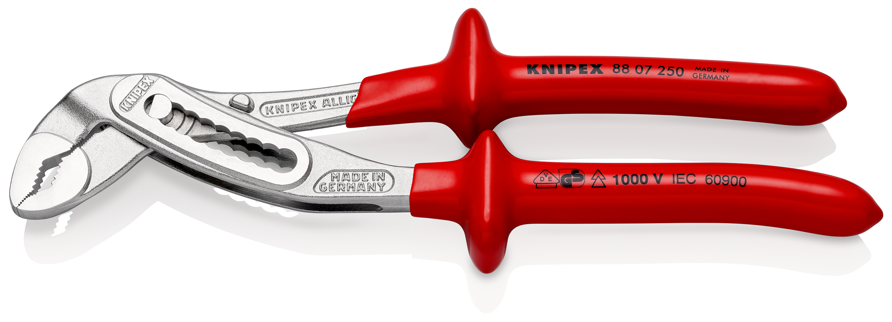 Knipex Alligator® Water Pump Pliers, 250 mm Overall, Flat, Straight Tip, VDE/1000V, 46mm Jaw