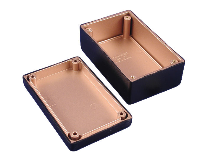 Hammond 1594R Series Black ABS, Plastic Enclosure, IP54, Flanged, Black Lid, 132 x 66 x 43mm