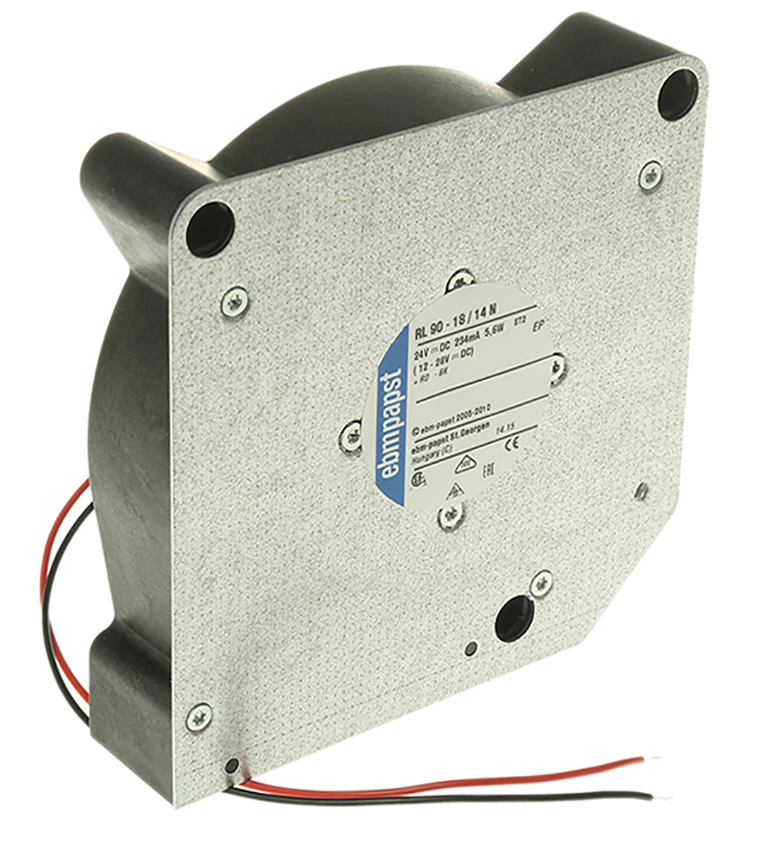 ebm-papst RL 90 N Series Centrifugal Fan, 24 V dc, 40m³/h, DC Operation, 120.6 x 120.6 x 37.3mm