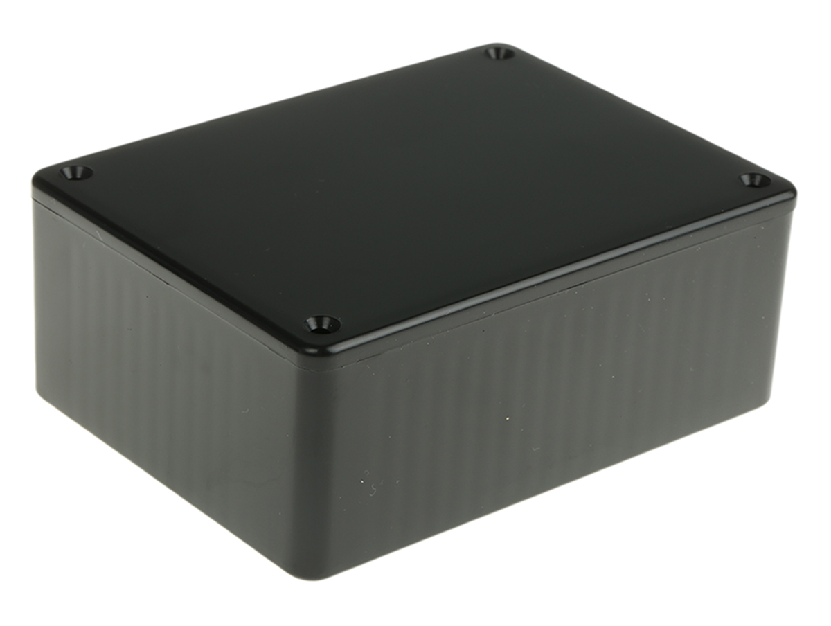 Hammond 1591 Series Black ABS Enclosure, IP54, Black Lid, 110.1 x 82.2 x 44mm