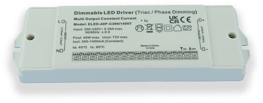 RS PRO Dimmable LED Driver, 3 → 65V Output, 40W Output, 1400mA Output, Constant Current Dimmable