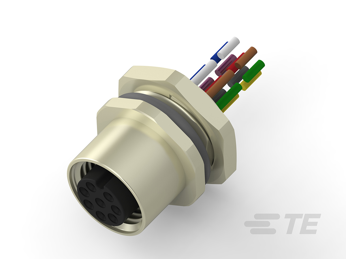 TE Connectivity Circular Connector, 8 Contacts, Front, M12 Connector, Socket, Female, IP67, M12 Series