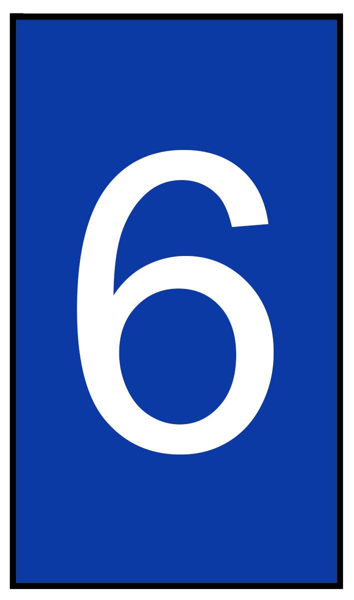 HellermannTyton Ovalgrip Slide On Cable Markers, White on Blue, Pre-printed "6", 1.8 → 6.3mm Cable, 901-10634