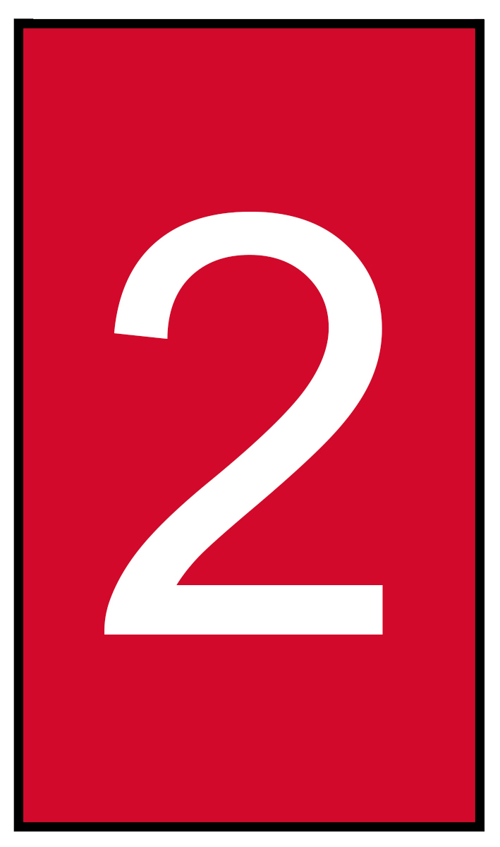 HellermannTyton Ovalgrip Slide On Cable Markers, White on Red, Pre-printed "2", 1.8 → 3.6mm Cable, 901-10618