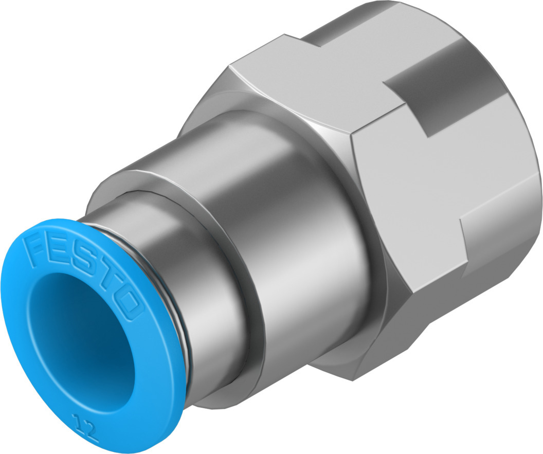 Festo QS Series Straight Threaded Adaptor, G 1/2 Female to Push In 12 mm, Threaded-to-Tube Connection Style, 190653