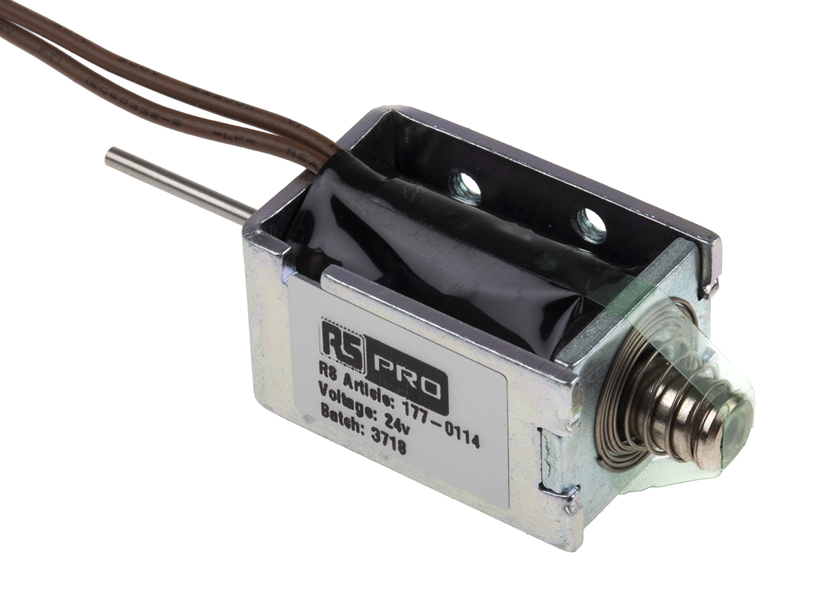RS PRO Linear Solenoid, 24 V dc, 29.35 x 15.9 x 19.1 mm
