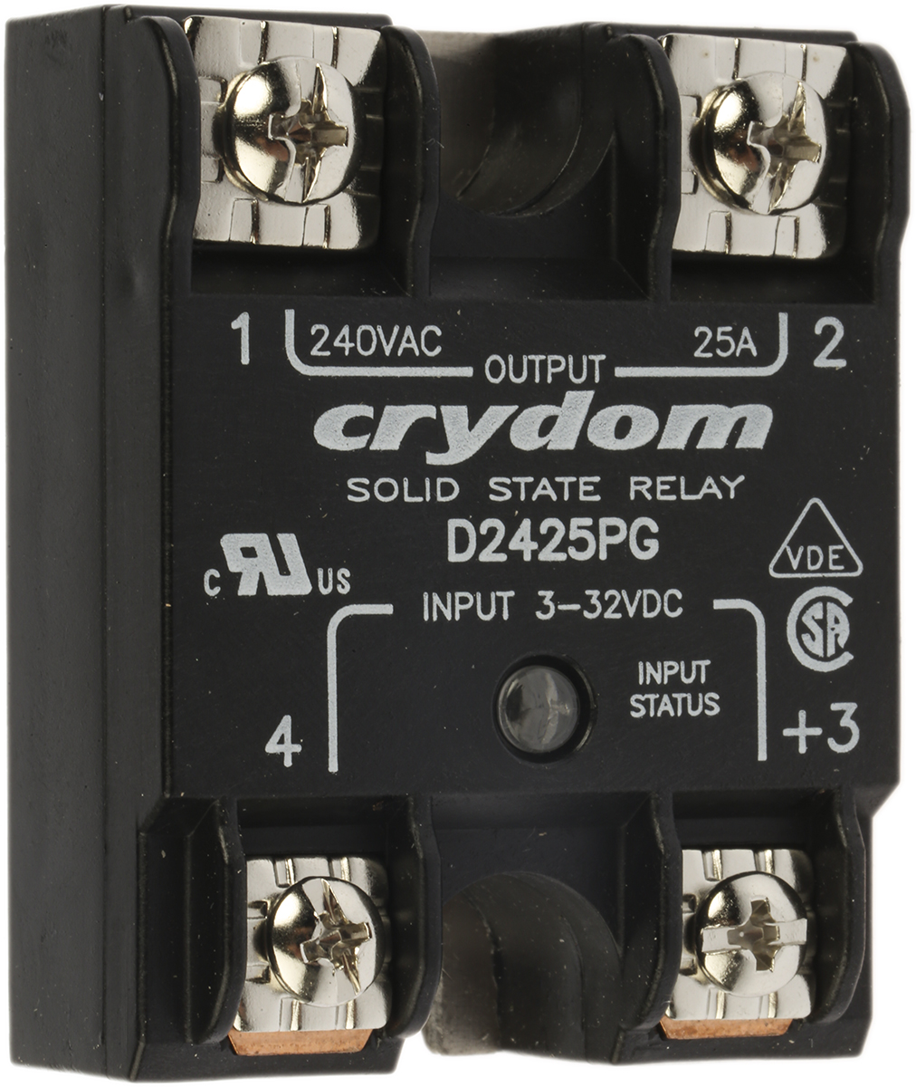 Sensata Crydom 1 Series Solid State Relay, 25 A Load, Panel Mount, 280 V rms Load, 32 V Control
