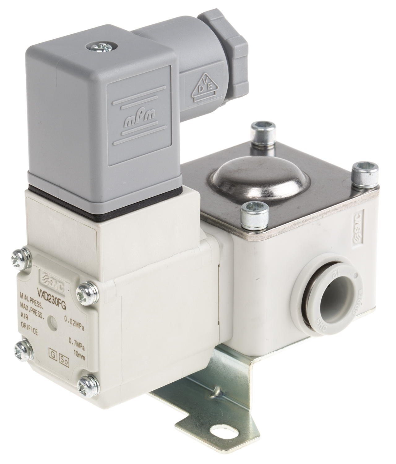 SMC 2/2 Pneumatic Solenoid Valve - Solenoid/Pilot/Spring One Touch Fitting 12 mm VXD Series 24V dc