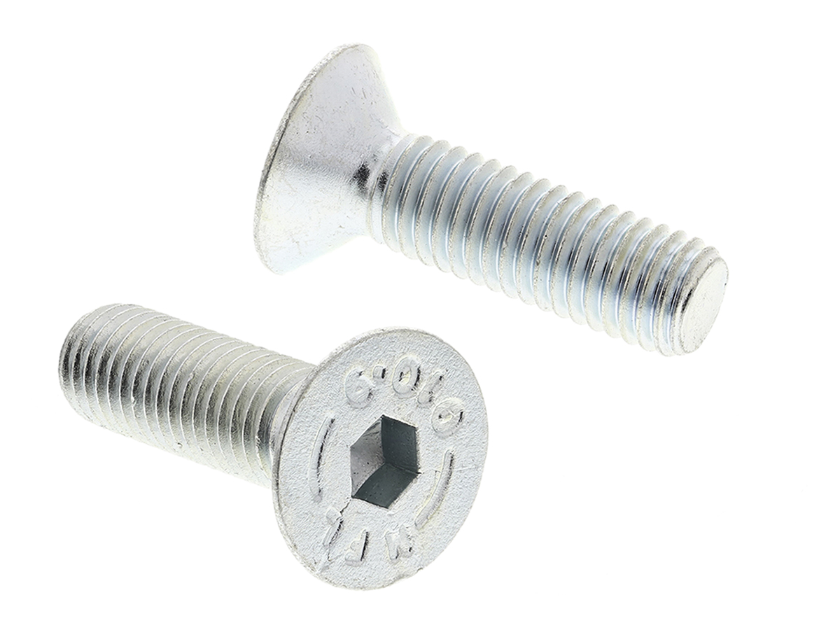 RS PRO Bright Zinc Plated Steel Hex Socket Countersunk Screw, DIN 7991, M10 x 35mm