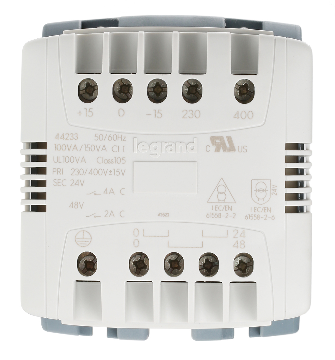 Legrand 100VA DIN Rail Transformer, 230V ac, 400V ac Primary, 24V ac Secondary
