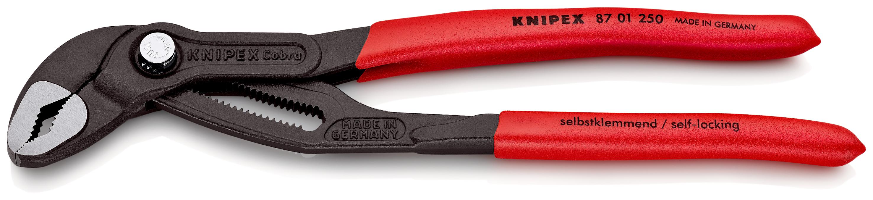 Knipex Cobra® Hightech Water Pump Pliers, 249 mm Overall, Angled Tip