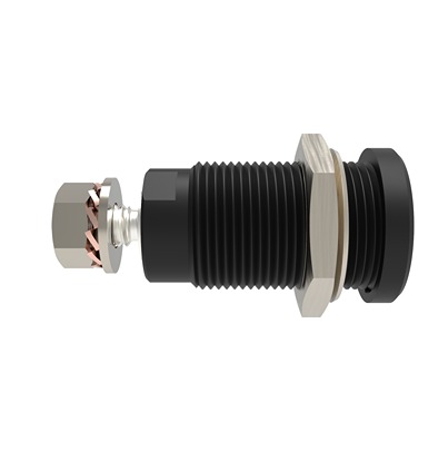Schutzinger Black Female Banana Connector, 4 mm Connector, M4 Thread Termination, 32A, 1kV, Nickel Plating