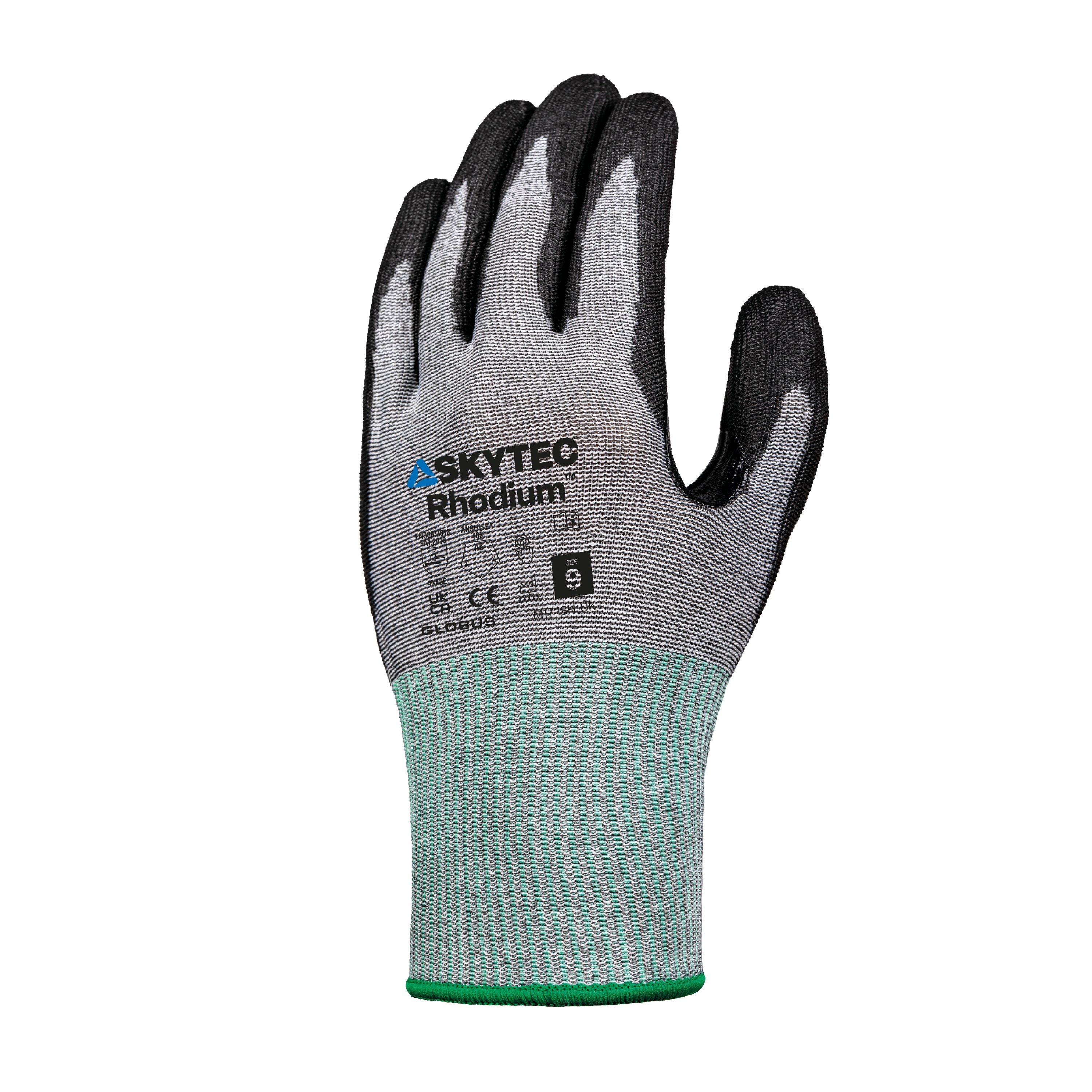 Skytec Eco Rhodium Black, Grey High Performance Polyethylene, Polyester Work Gloves, Size XL, Polyurethane Coating
