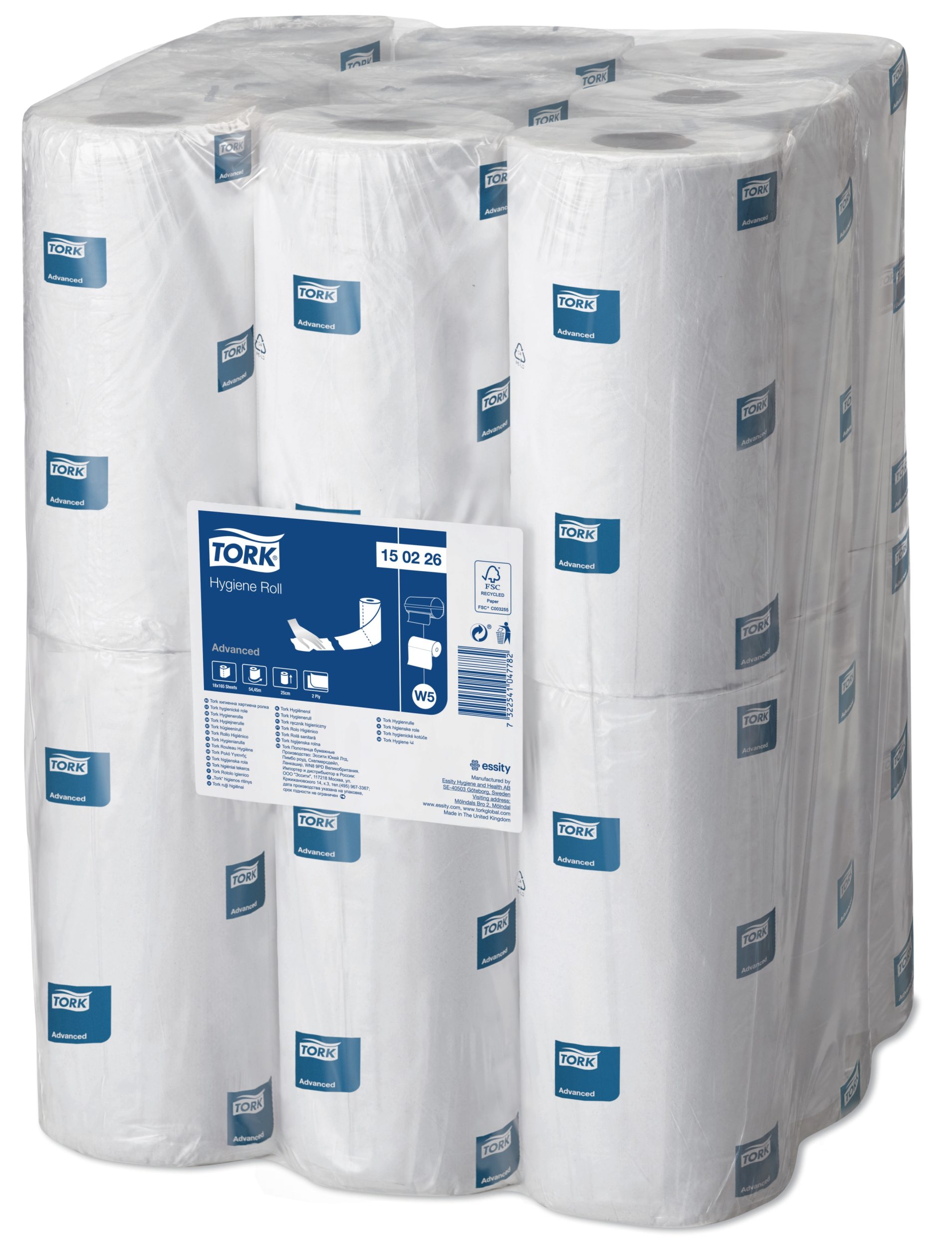 Tork Hygiene Advanced Rolled White Paper Towel, 54500 x 250mm, 2-Ply, 165 Sheets