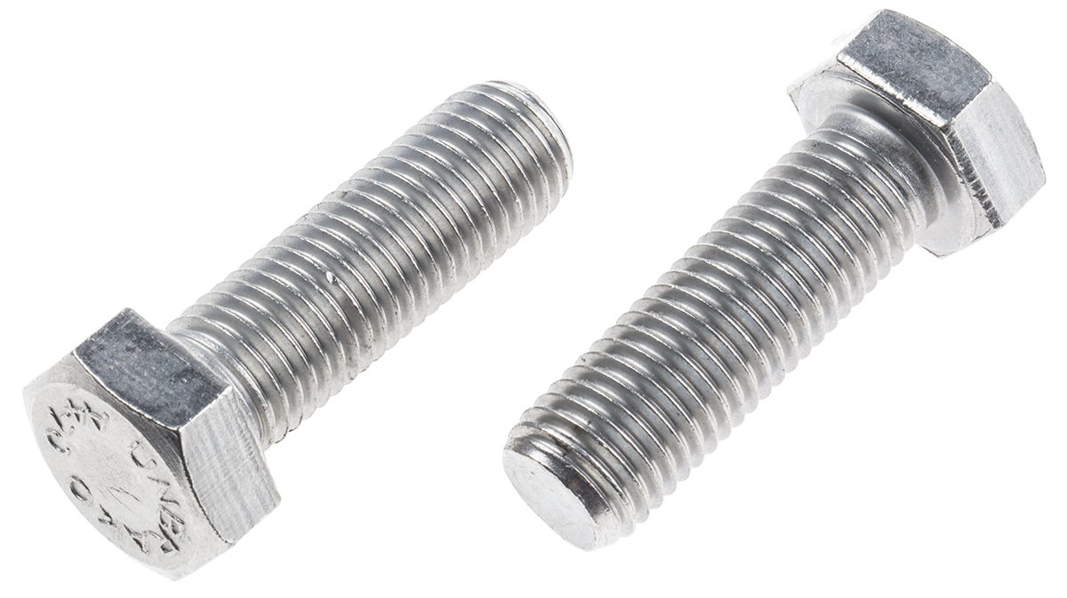 RS PRO Stainless Steel, Hex Bolt, M16 x 50mm