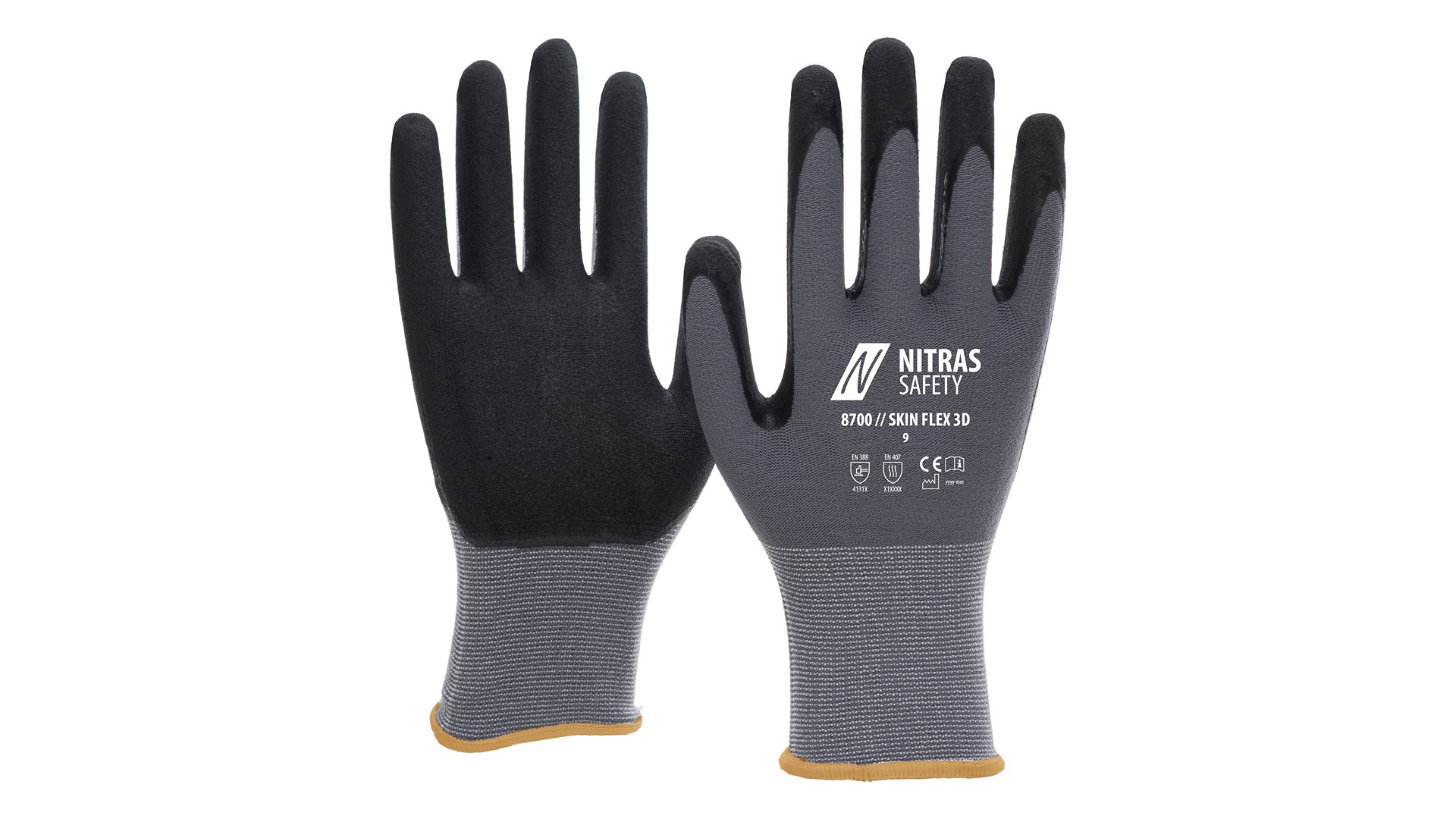 NITRAS SAFETY Black, Grey Special Stretch Fabric Work Gloves, Size 11