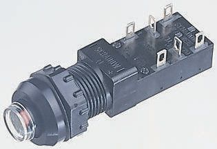 C & K Push Button Switch, Latching, Panel Mount, 14mm Cutout, DPDT