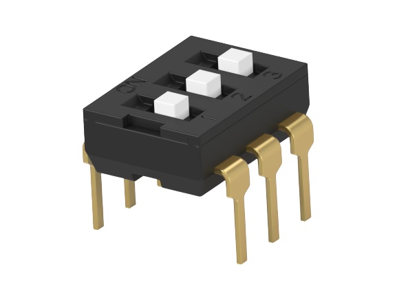 TE Connectivity 3 Way Through Hole DIP Switch SPST, Extended Actuator