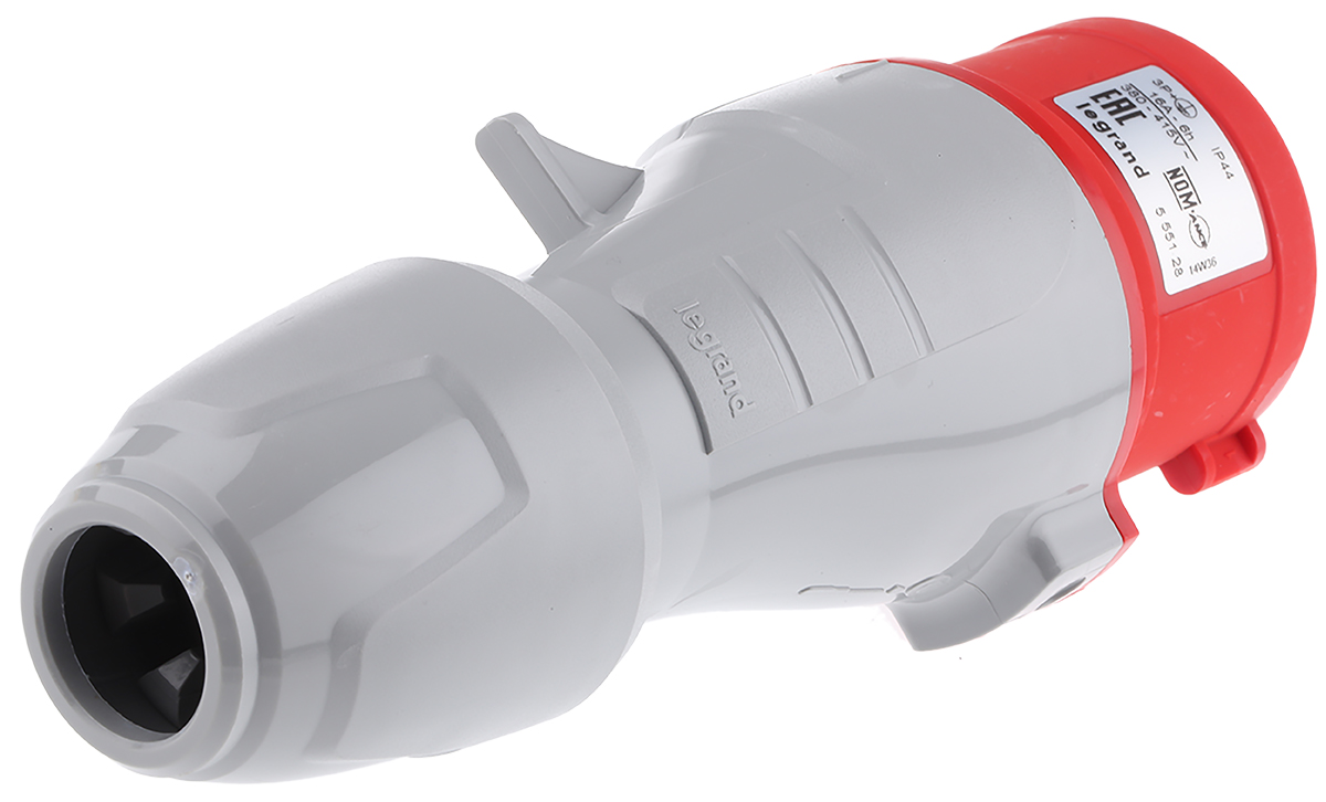 Legrand, P17 Tempra Pro IP44 Red Cable Mount 3P + E Industrial Power Plug, Rated At 16A, 415 V