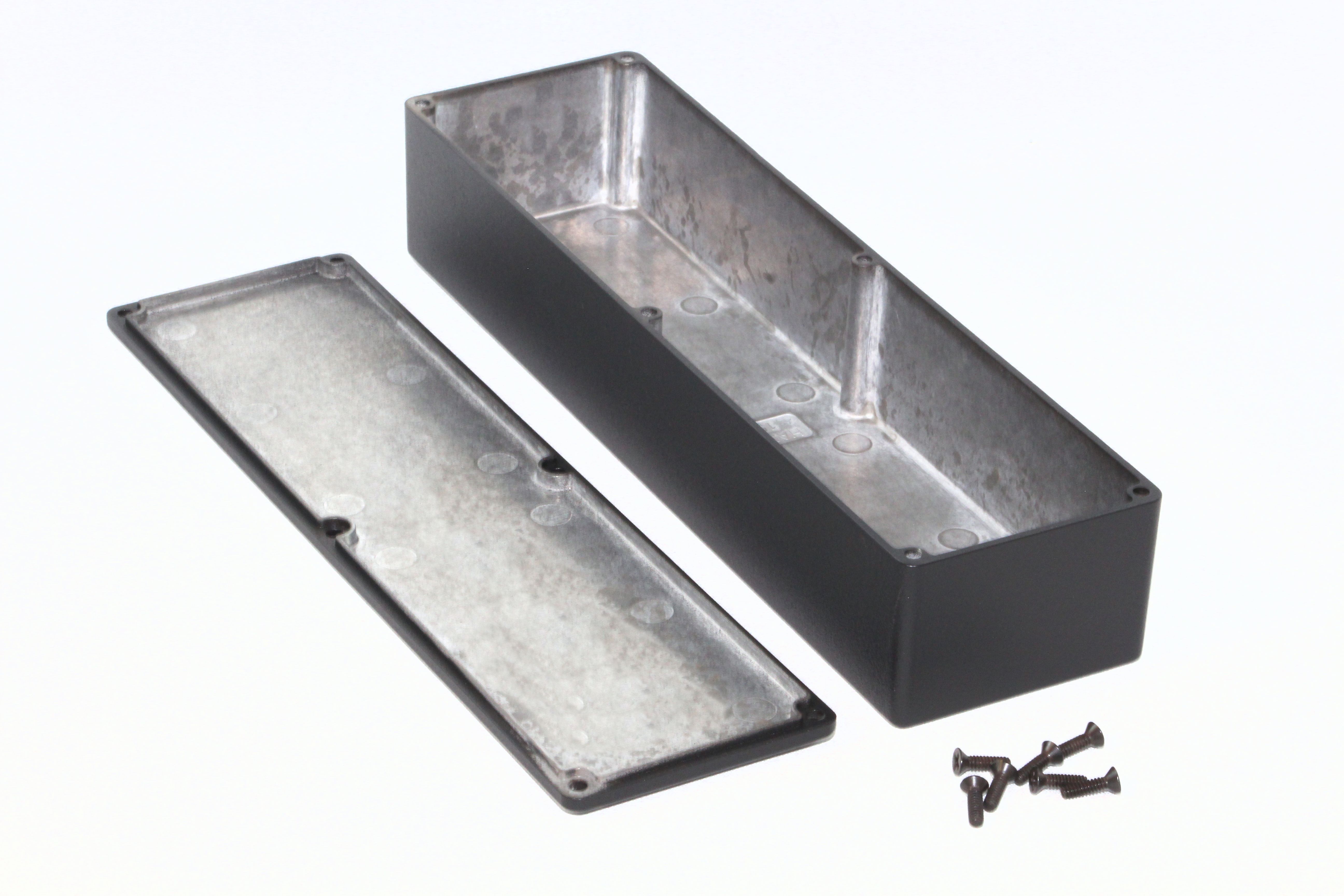Hammond 1590 Series Black Die Cast Aluminium Alloy Enclosure, IP54, Black Lid, 254 x 70 x 50mm