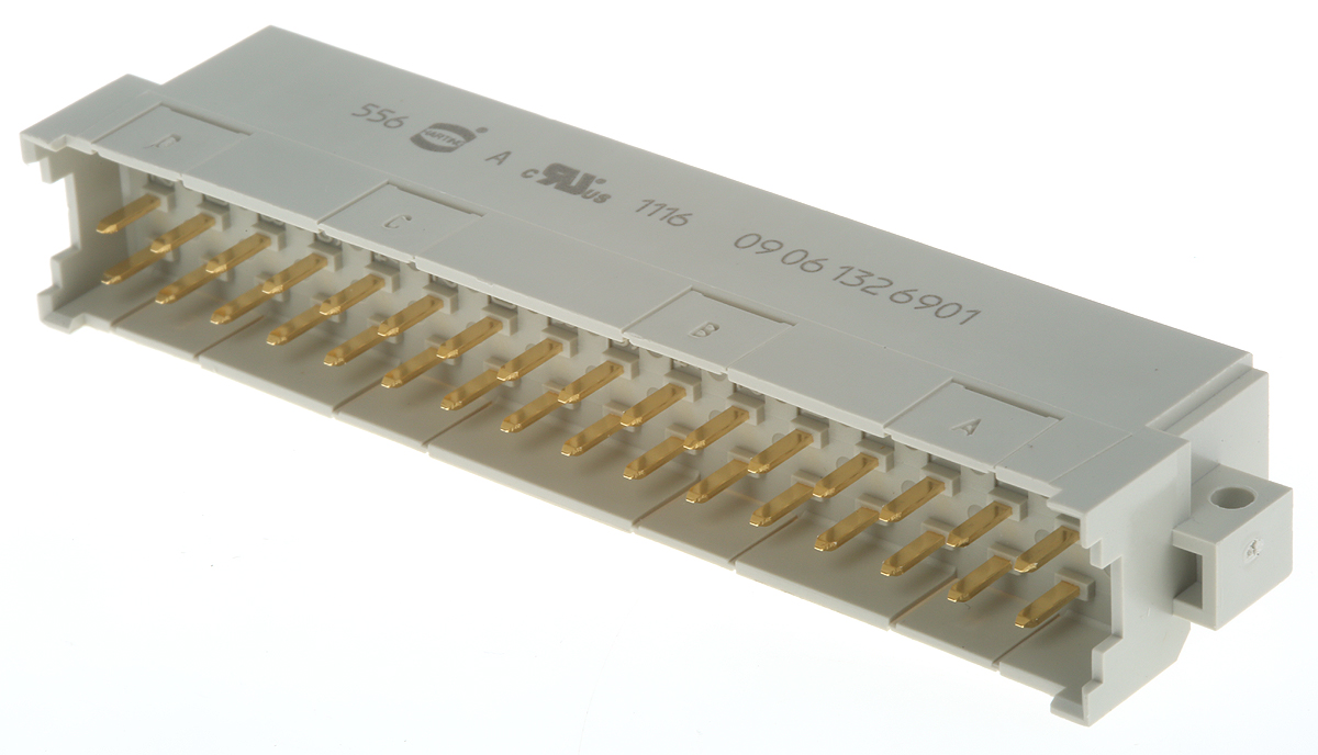 HARTING 32 Way 5.08mm Pitch, Type F Class C2, 2 Row, Right Angle DIN 41612 Connector, Plug