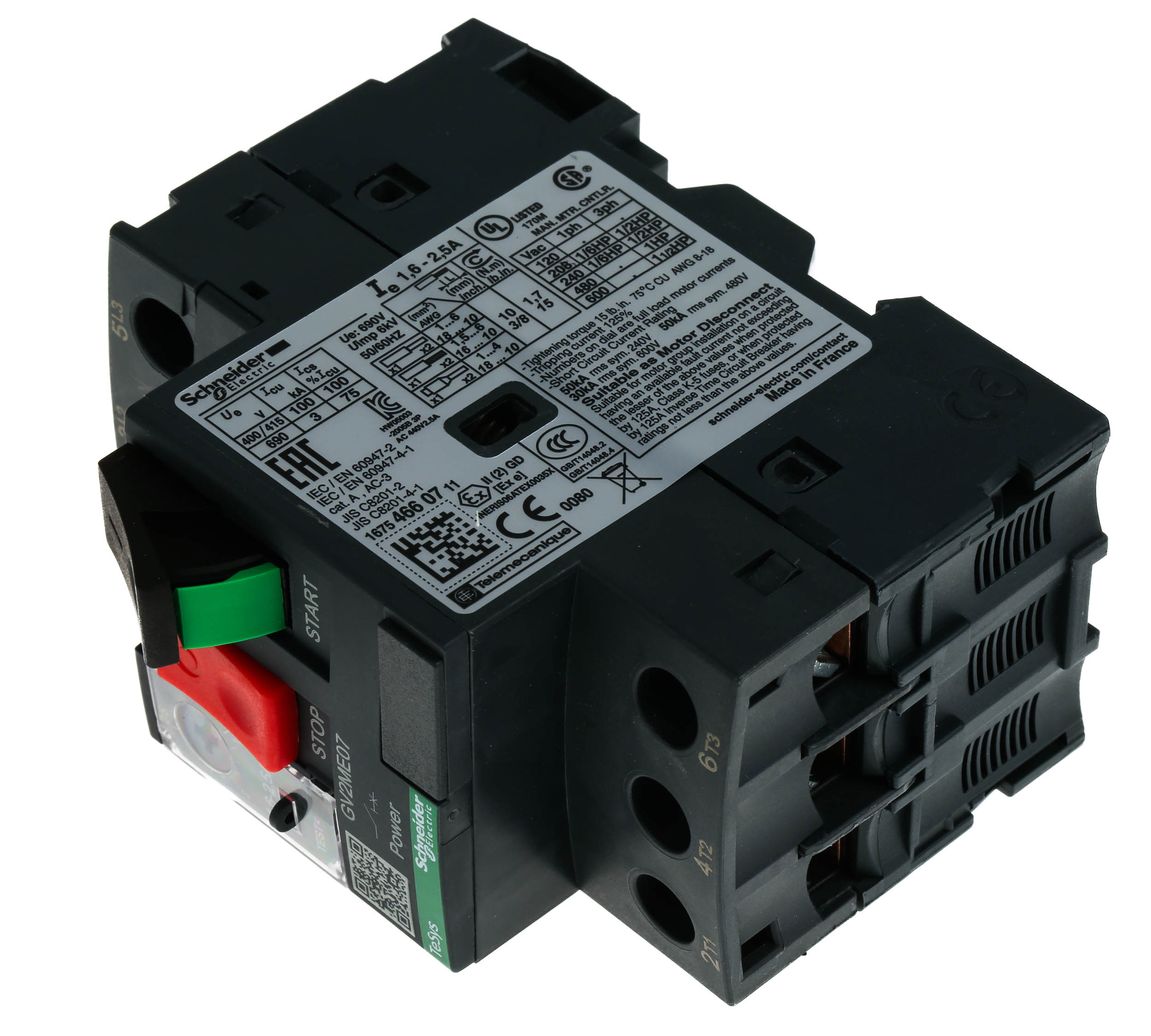 Schneider Electric TeSys 690 V Motor Protection Circuit Breaker, 3P Channels, 1.6 → 2.5 A, 3 kA