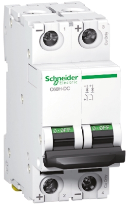 Schneider Electric Acti 9 C60H-DC MCB, 2P, 3A Curve C, 500V DC