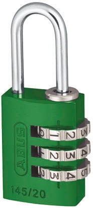 ABUS 145/20 Combination Weatherproof Aluminium, Steel Safety Padlock, 3mm Shackle, 20mm Body