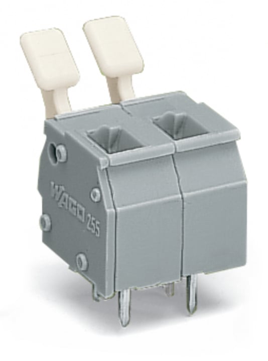 WAGO 255 Series PCB Connector, 2-Contact, 7.5/7.62mm Pitch, Through Hole Mount, 2-Row, Cage Clamp Termination