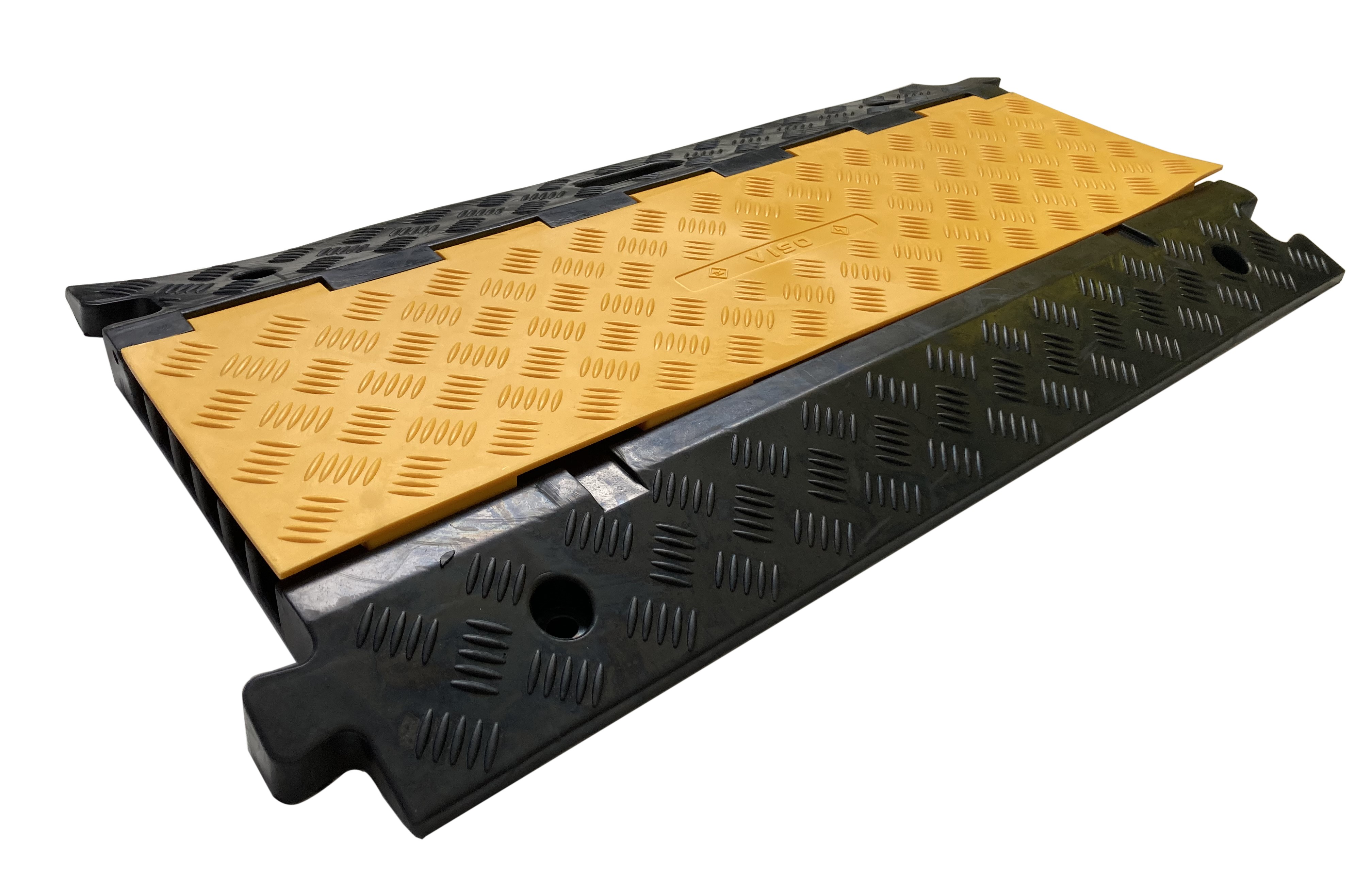 RS PRO 910mm Black/Yellow Cable Cover in Rubber, 25mm Inside dia.