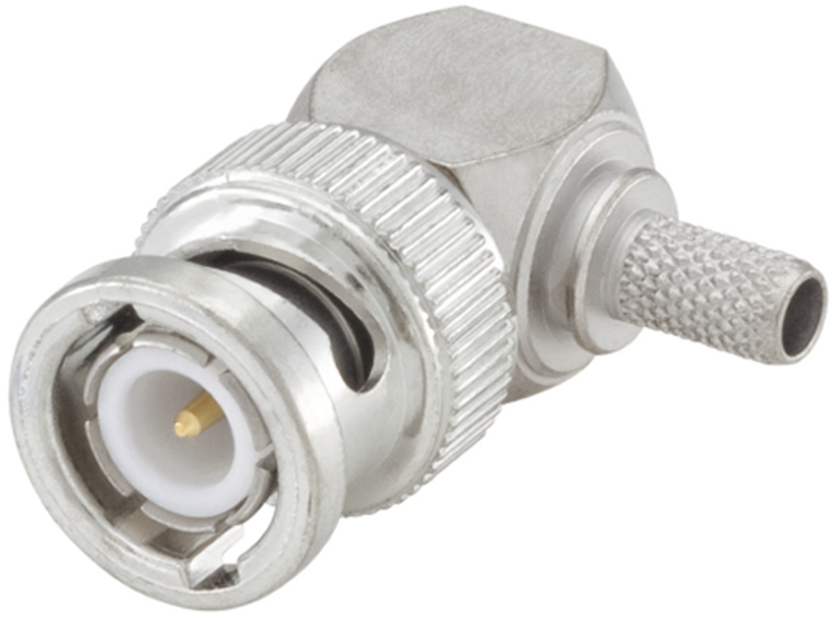 Rosenberger BNC Series, Plug Cable Mount BNC Connector, 50Ω, Crimp Termination, Right Angle Body