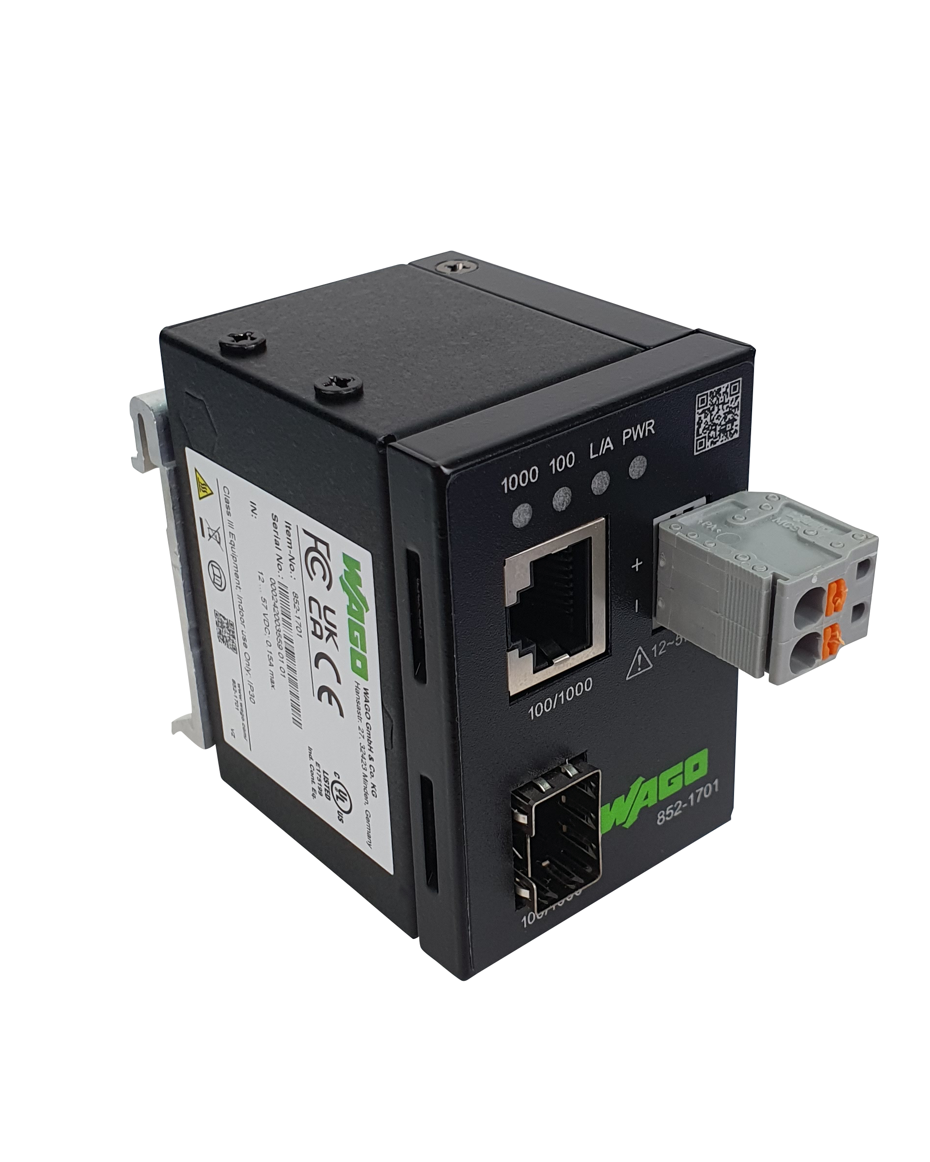 WAGO RJ45, SFP Ethernet Media Converter, 100/1000Mbit/s, Multi Mode 80km