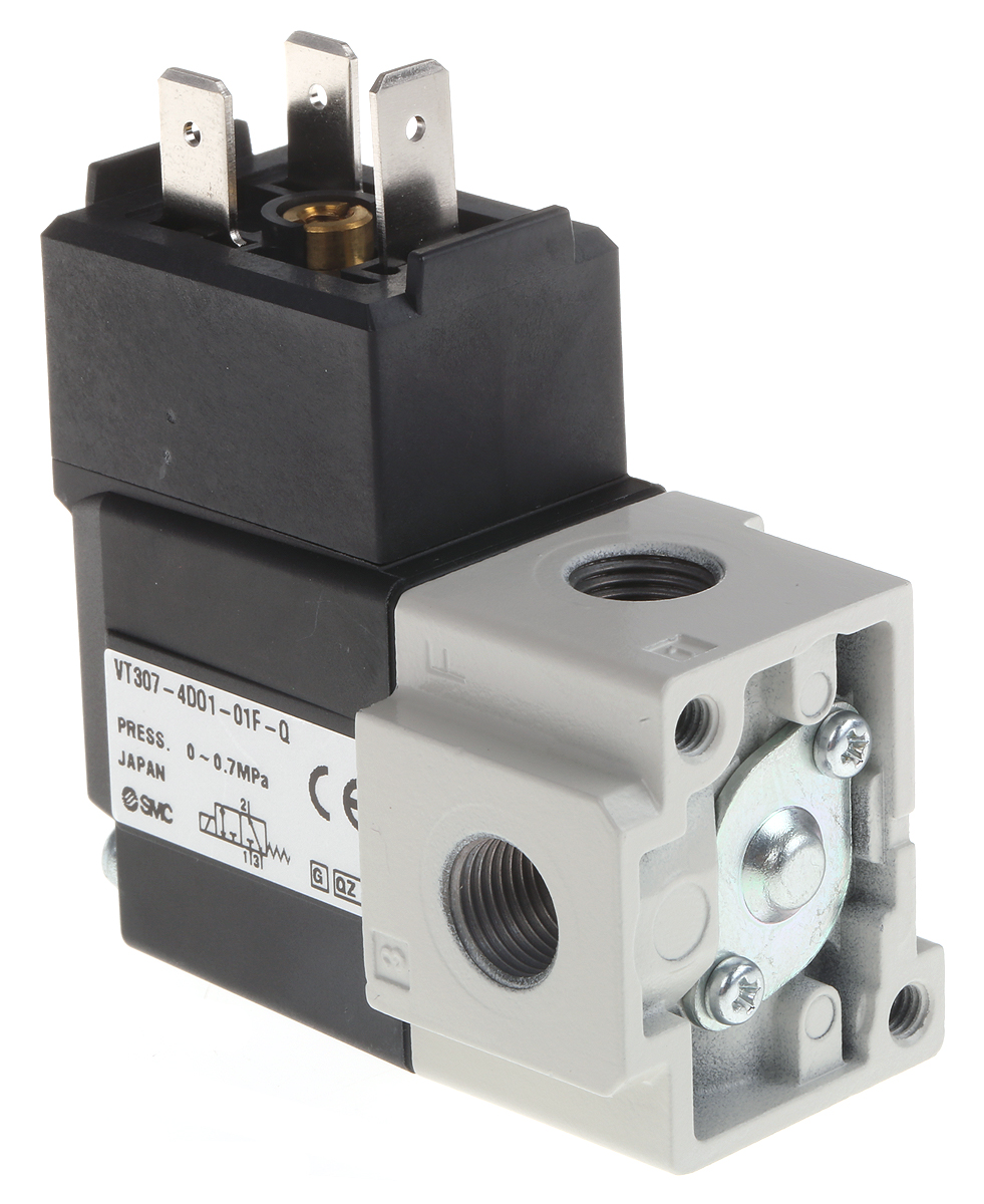 SMC 3/2 Pneumatic Solenoid Valve - Solenoid/Solenoid G 1/8 VT307 Series 220V ac