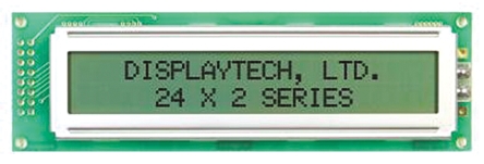 Displaytech 242A-BC-BC Alphanumeric LCD Display, Yellow on Green, 2 Rows by 24 Characters, Transflective