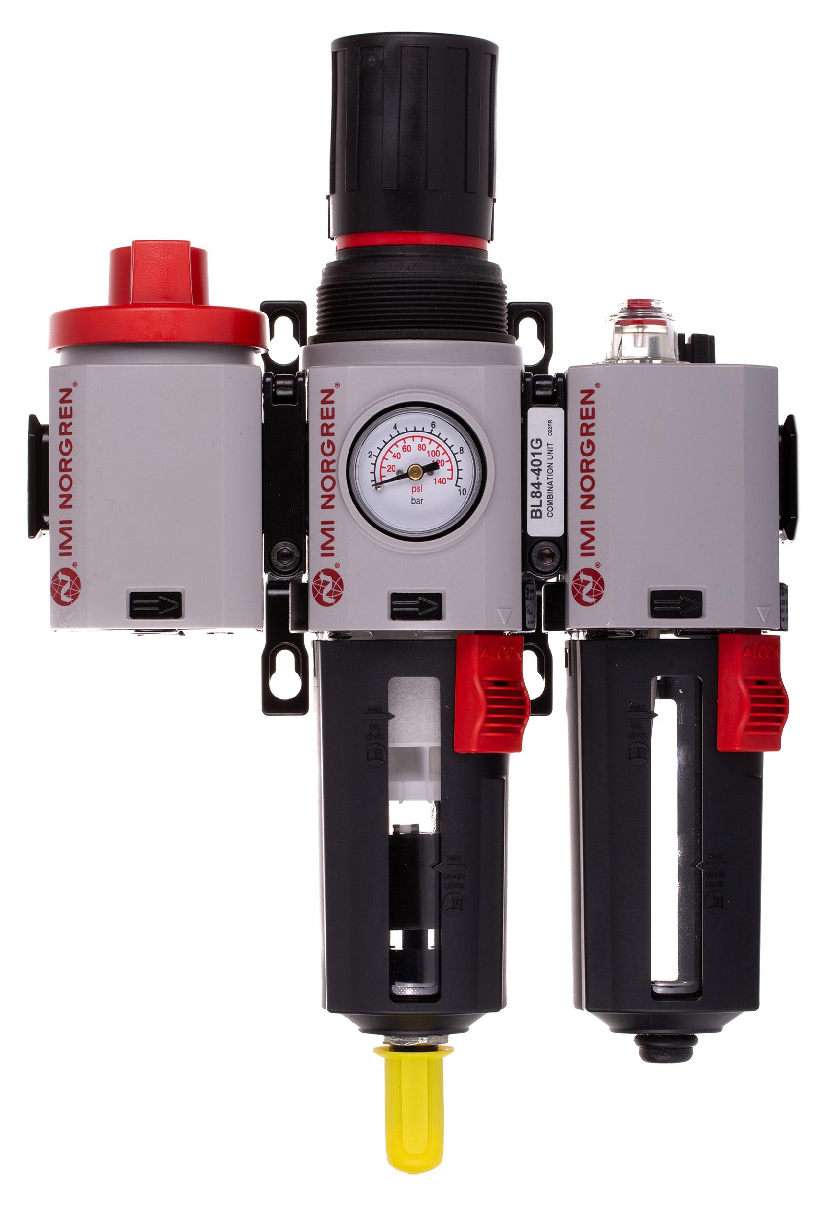Norgren G 1/2 FRL, Automatic Drain, 40μm Filtration Size - With Pressure Gauge
