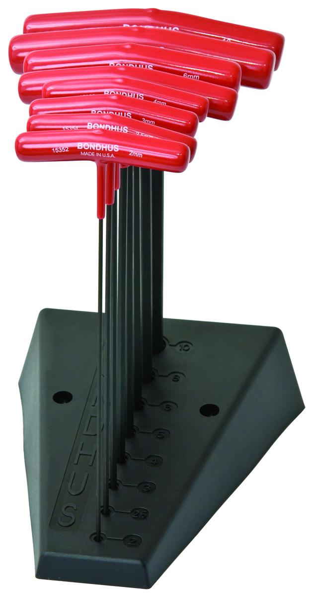 Bondhus 8 piece T Shape Metric Hex Key Set, 2/ 2.5/ 3/ 4/ 5/ 6/ 8/ 10mm