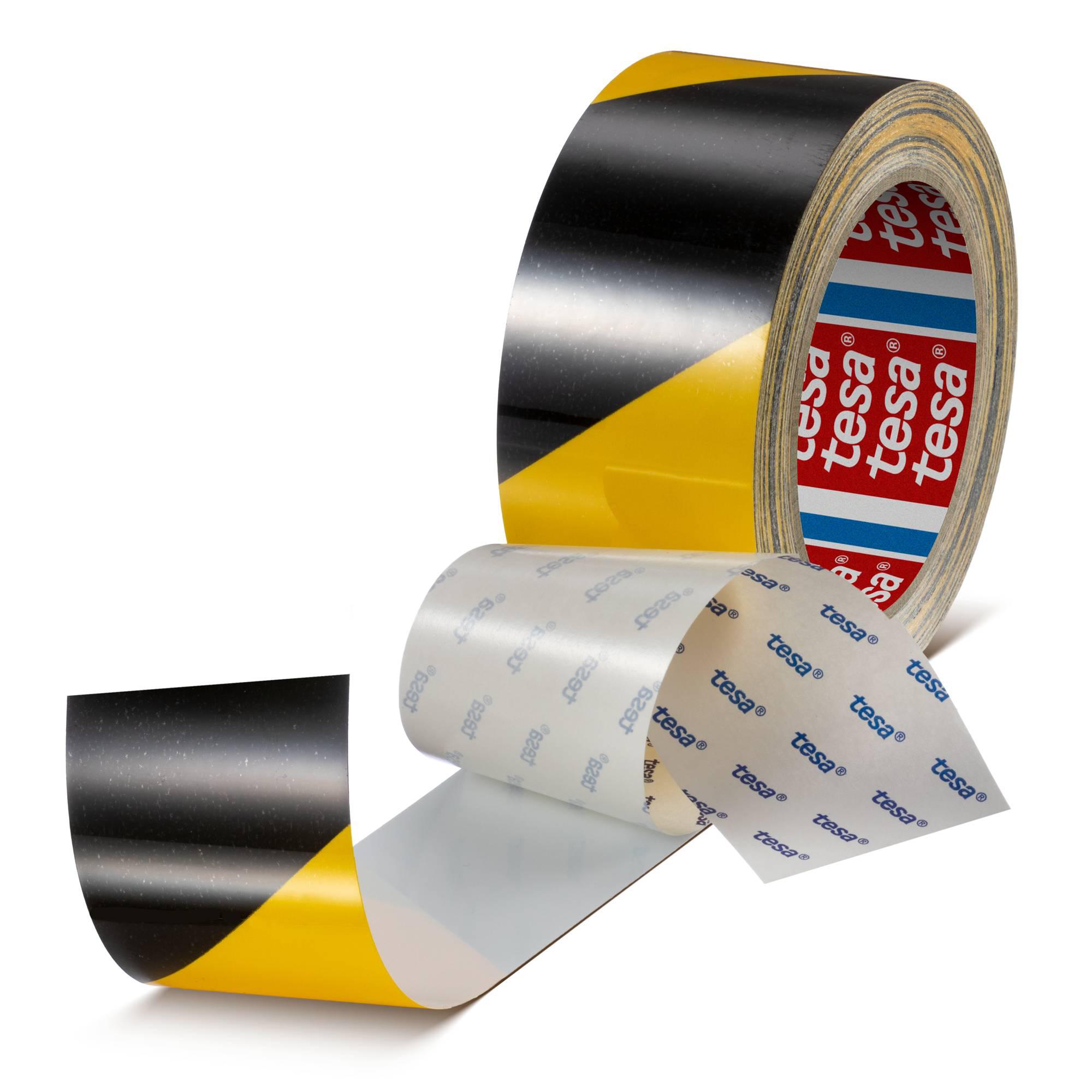 Tesa 60960 Black, Yellow PET Film 20m Floor Tape, 0.175mm Thickness