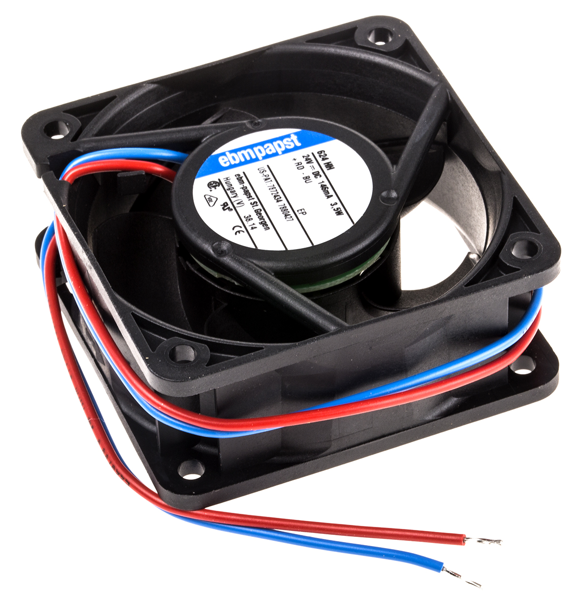 ebm-papst 620 Series Axial Fan, 24 V dc, DC Operation, 56m³/h, 3.6W, 150mA Max, 60 x 60 x 25mm