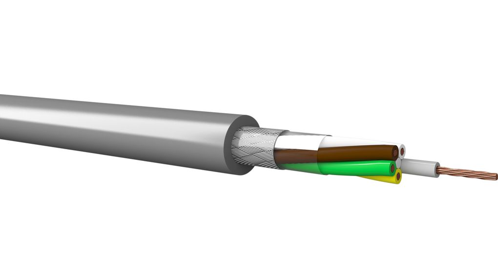 Kabeltronik 420505005 Series Control Cable, 5 Cores, 0.5 mm², 20 AWG, 100m, Copper Braid Shield, Multicore Cable