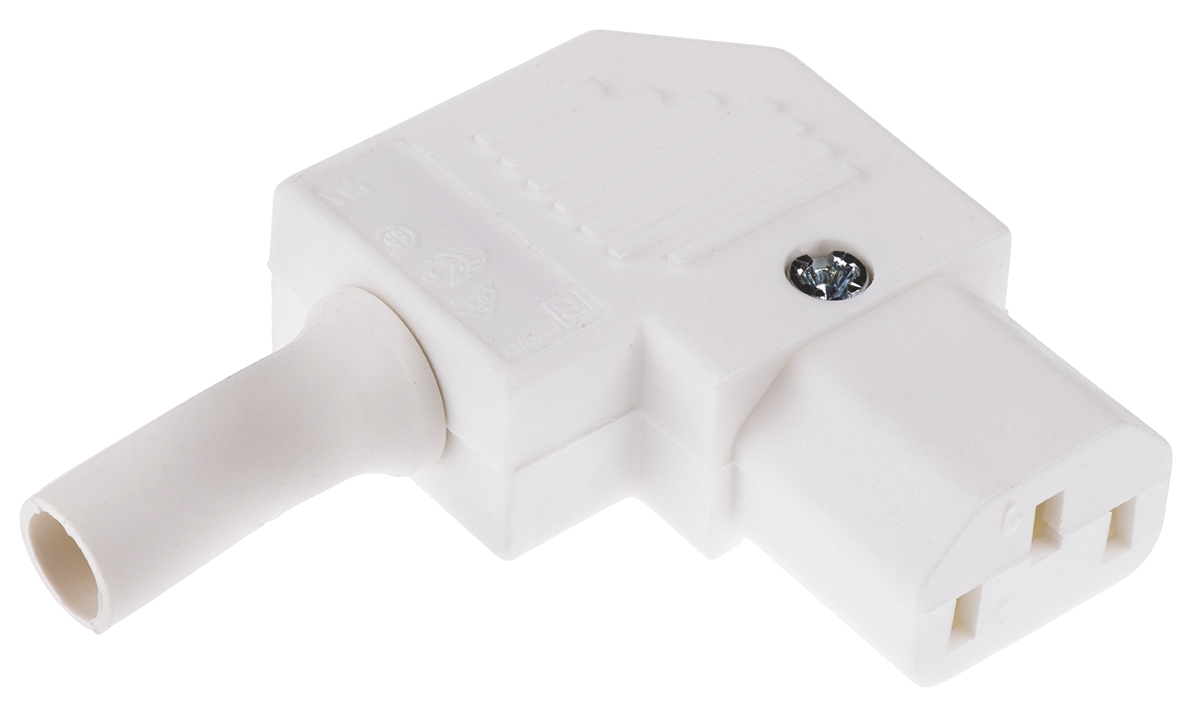 Bulgin C13 Right Angle Cable Mount IEC Connector Socket, 10A, 250 V