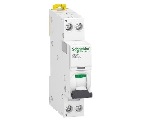 Schneider Electric Acti 9 Acti9 iDT40K MCB, 1+N, 6A Curve C, 230V AC