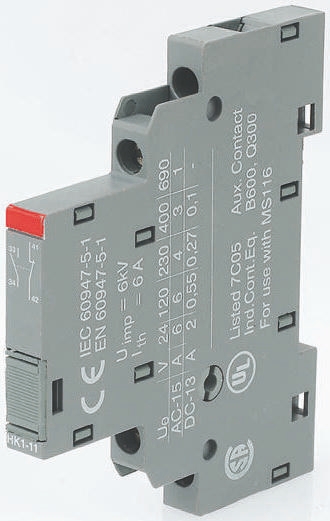 ABB Auxiliary Contact, 2 Contact, 2NC, Side Mount HK1