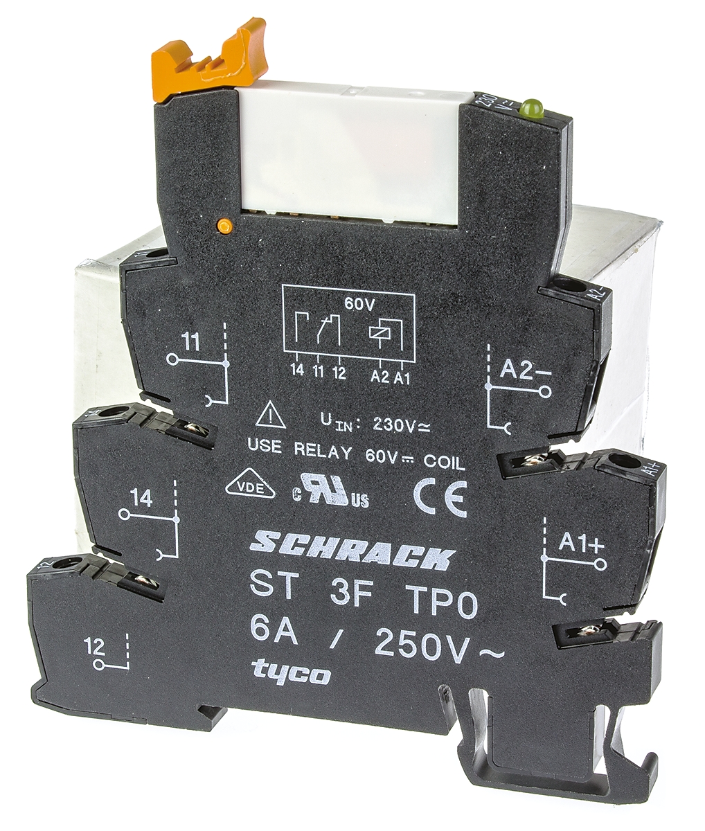 TE Connectivity SNR Series Interface Relay, DIN Rail Mount, 230V ac Coil, SPDT, 1-Pole