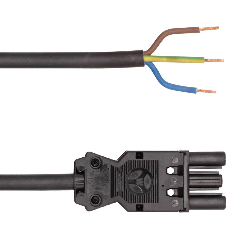 LED2WORK 240100 Series Connection Line With GST18i3 Socket, L, N, PE-Pole, Female, Cable Mount, 16A