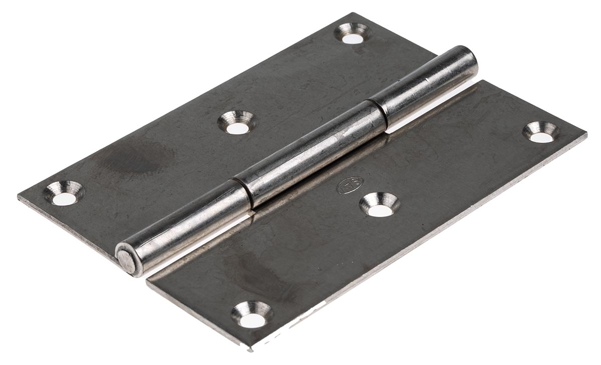 RS PRO Stainless Steel Piano Hinge, Screw Fixing, 100mm x 70mm x 2mm