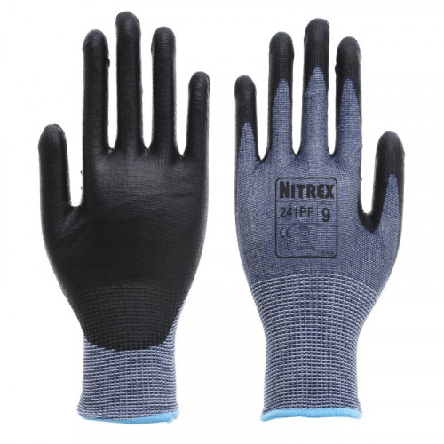 Unigloves 241PF Black, Blue Fibreglass, HPPE, Nylon, Spandex Work Gloves, Size 8, Smart Power Selector Coating