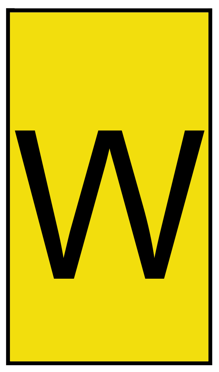 HellermannTyton Ovalgrip Slide On Cable Markers, Black on Yellow, Pre-printed "W", 2.5 → 6mm Cable, 901-10204