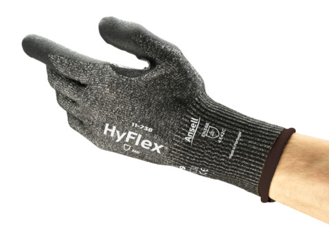 Ansell Hyflex Black Nitrile Cut Resistant Gloves, Size 8, Aqua Polymer Coating