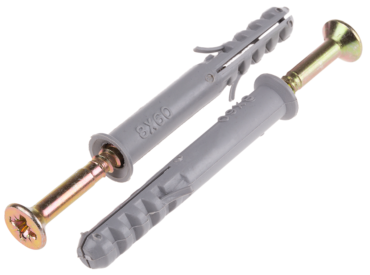 RS PRO Nylon Frame Fixings, fixing hole diameter 8mm, length 60mm