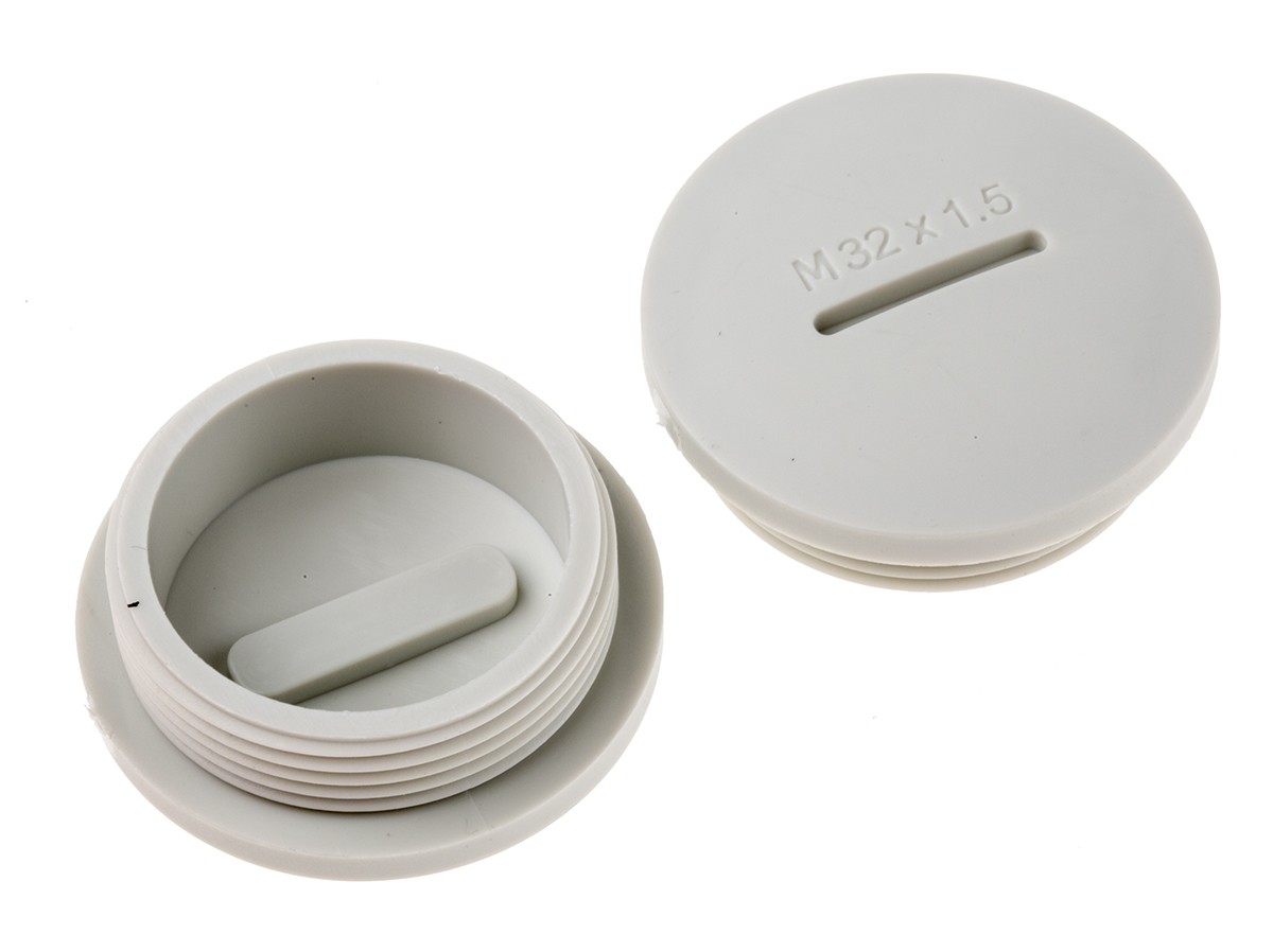 RS PRO Blanking Plug, M32, 31.7mm Hole Diameter, Nylon 66, 36.6mm Diameter, Threaded